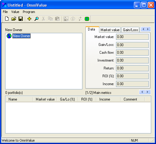 The user interface consists of 3 parts: the value explorer, the data panel, and the element list