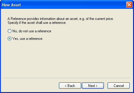 Select Yes to use a reference